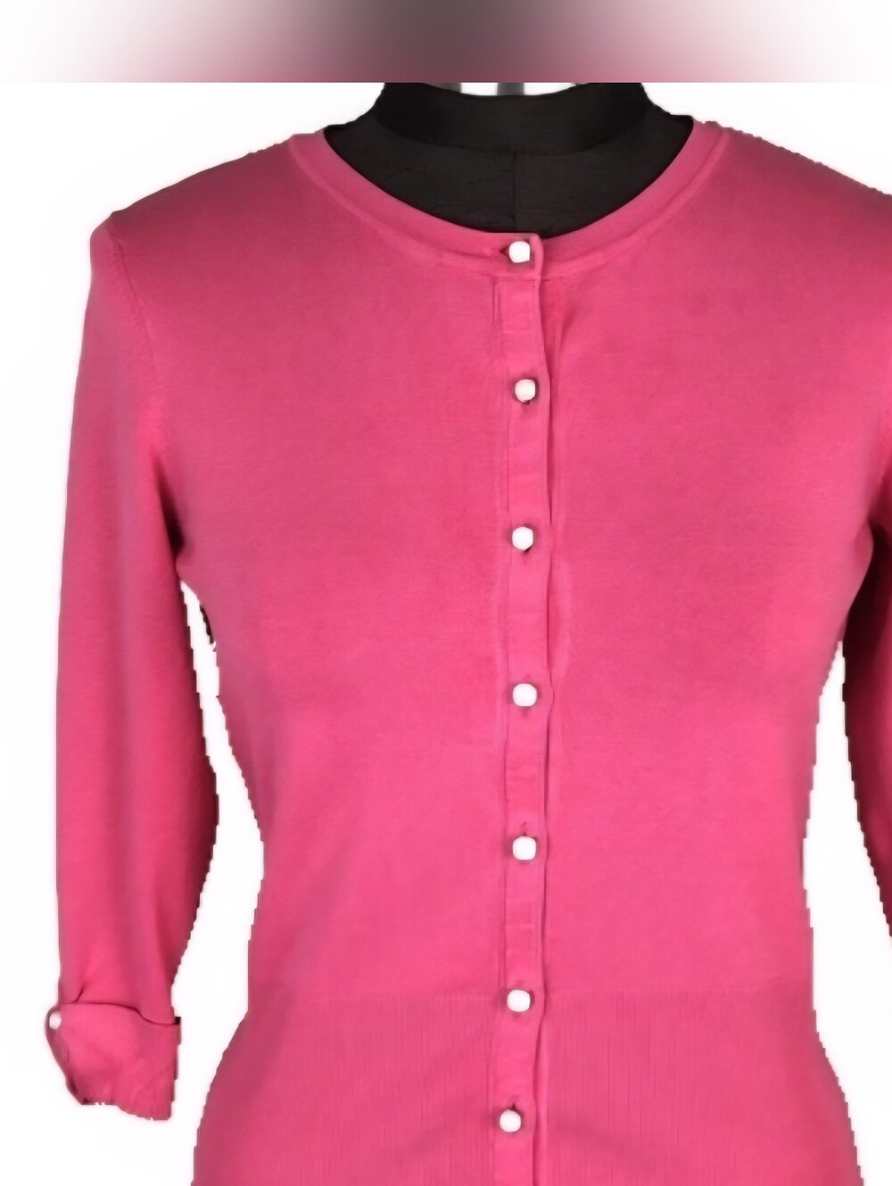 White House Black Market Pink Knit Faux Pearl Button Cardigan Sweater Medium